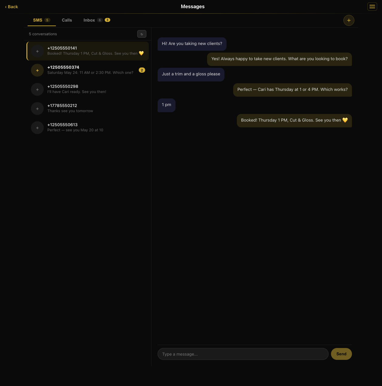 SMS conversation thread in messages inbox