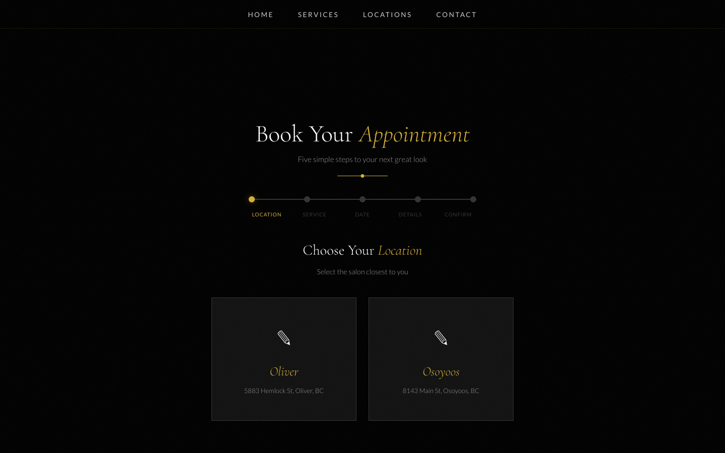 Booking flow with location selection